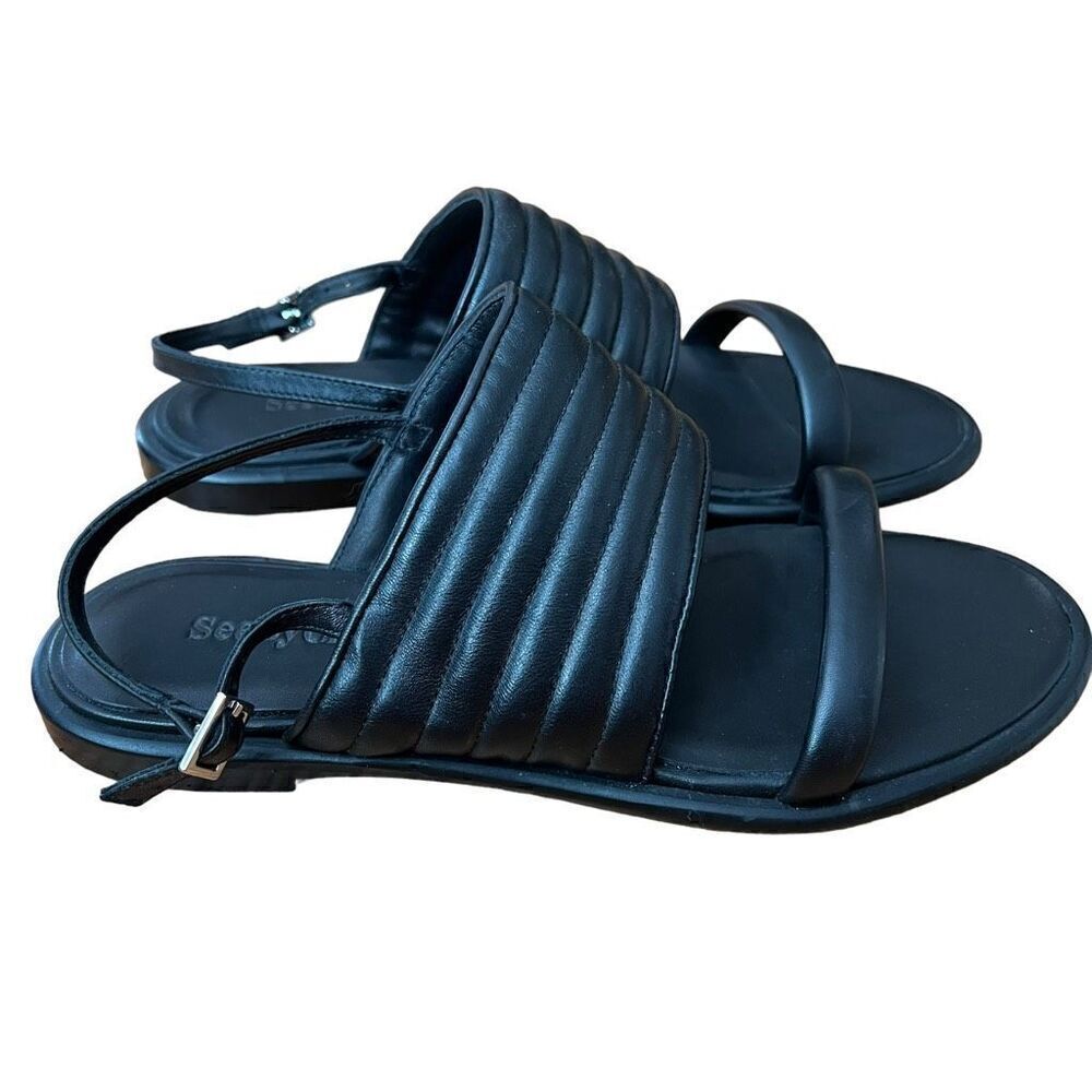 See by Chloe Black Leather Flat Strappy Sandals Size 36.5 US 6.5